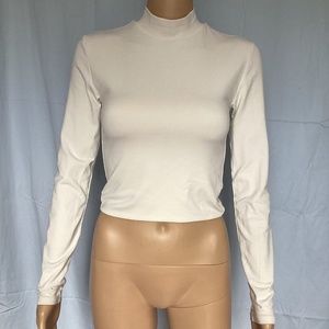 Babaton Cream Long Sleeve Mock Neck Top